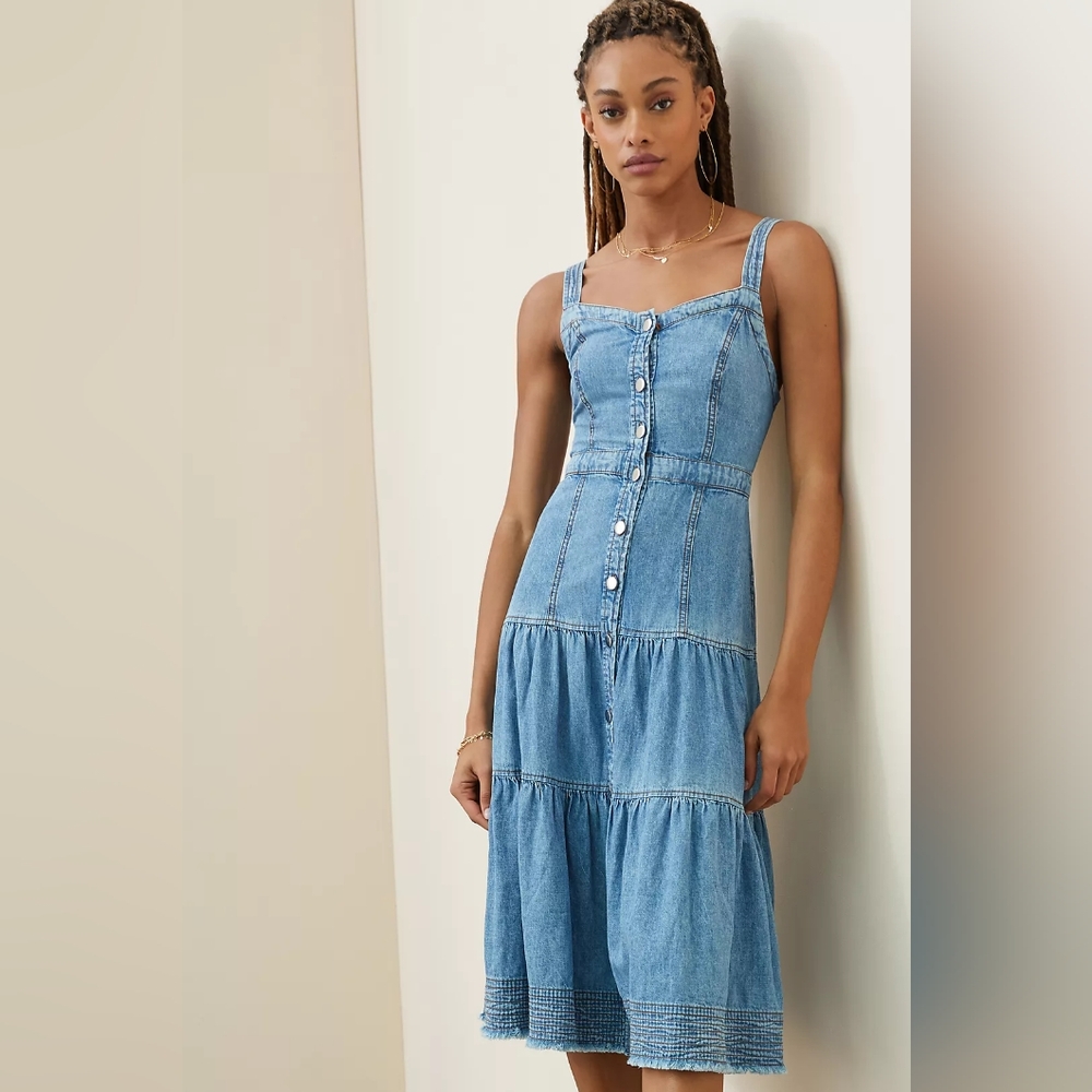 Anthro Pilcro denim cross back denim dress